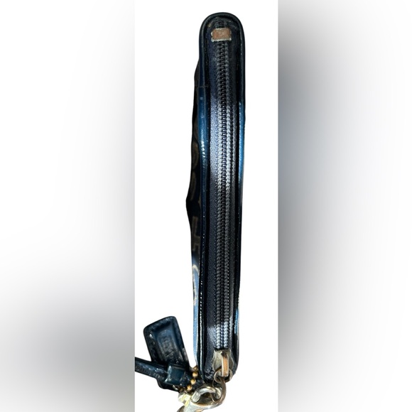 Coach Poppy Graffiti Navy Blue Gold Wristlet 
Change Purse Small Bag Strap - Picture 5 of 8